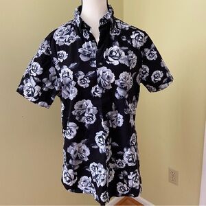 Denim & Flower Ricky Singh Cactus Man Roses Black & Grey Button Up Shirt M
